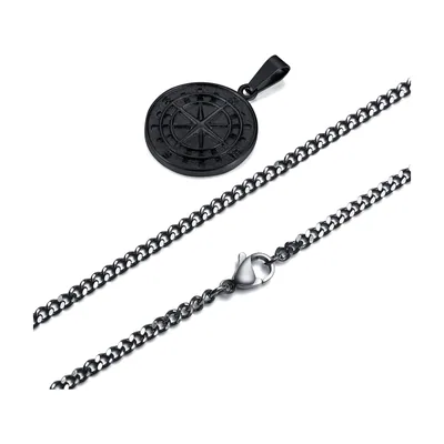 Vegvisir Kompass Anhänger mit Panjerkette, Edelstahl