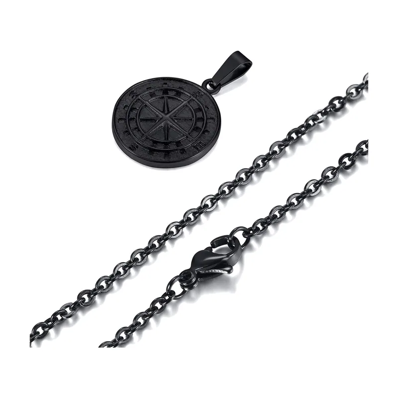 Pendente Bussola Vegvisir con Catena, Acciaio Inossidabile