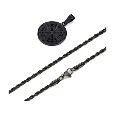 Vegvisir Kompass Anhänger mit Taūkette, Edelstahl