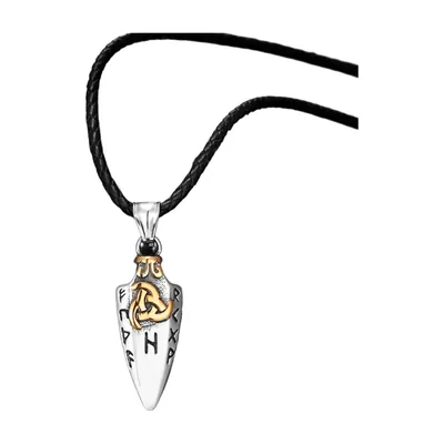 Valknut und Runen Pfeilanhänger mit Edelstahlkette für Herren