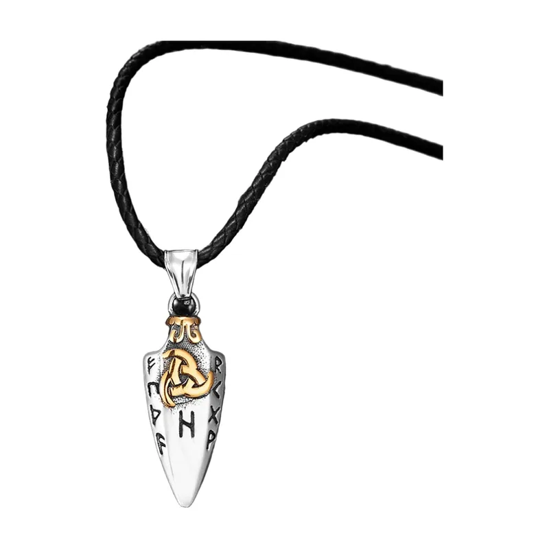 Valknut und Runen Pfeilanhänger mit Edelstahlkette für Herren