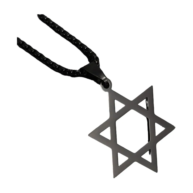 Pendentif Étoile de David avec Chaîne à Billes, Acier Inoxydable 316L