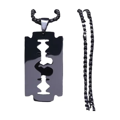 Collier Pendentif Rasoir avec Chaîne Maille Gourmette, Acier Inoxydable