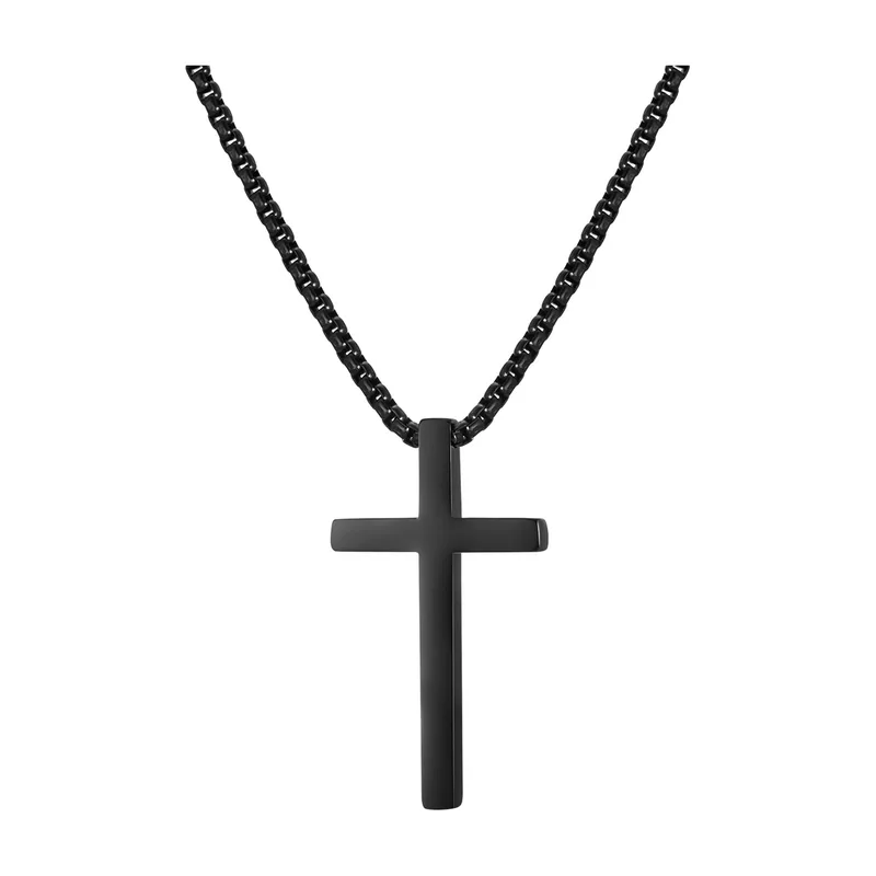 Kreuz-Anhänger mit Boxkette für Herren, Edelstahl