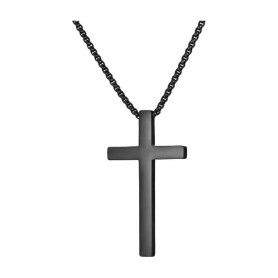 Kreuz-Anhänger mit Boxkette aus Edelstahl