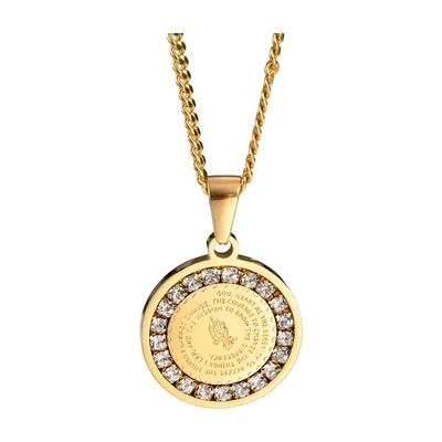 Betende Hände Medaillon mit Zirkonia, Edelstahl