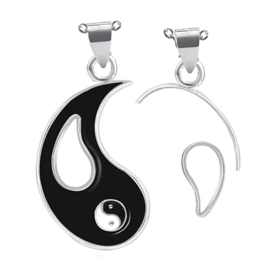Collana con Pendente Yin Yang e Catena, Acciaio Inossidabile