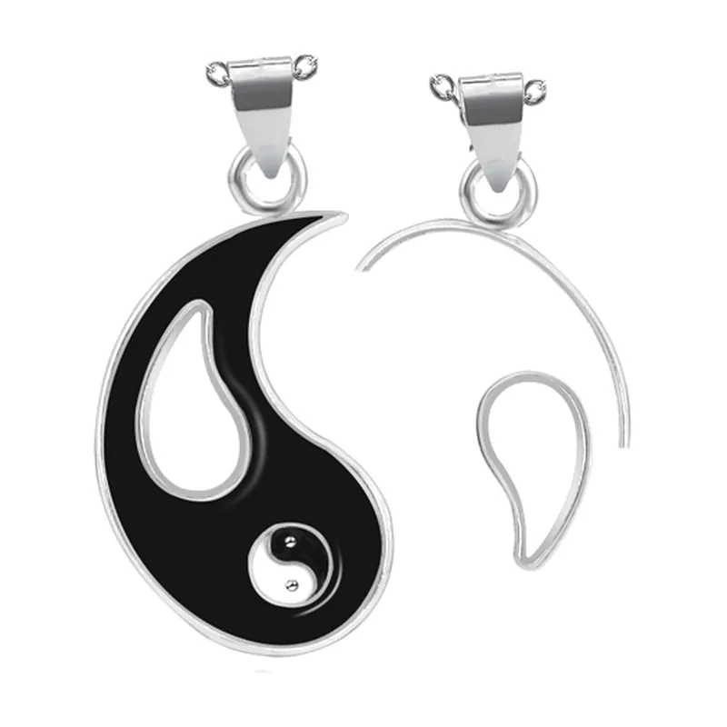 Collana con Pendente Yin Yang e Catena, Acciaio Inossidabile