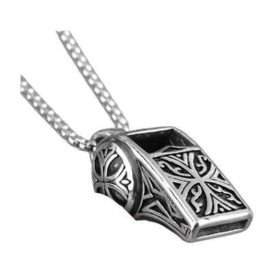Pfeifen-Anhänger mit Gravurdetails und Kette, Edelstahl