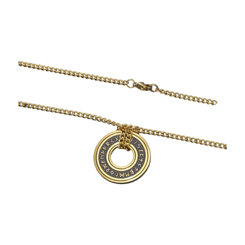 Colgante de Runas Nórdicas con Cadena Curb, Acero Inoxidable