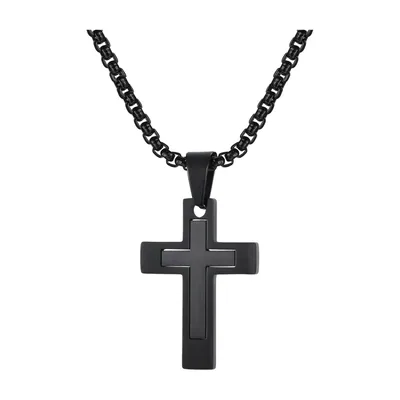 Colgante de Cruz con Cadena de Eslabones, Acero Inoxidable