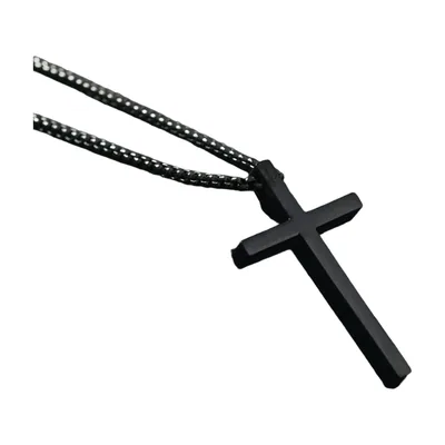 Colgante de Cruz con Cadena de Bolas, Acero Inoxidable 316L