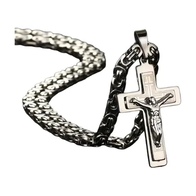 Colgante de Crucifijo con Cadena de Acero Inoxidable