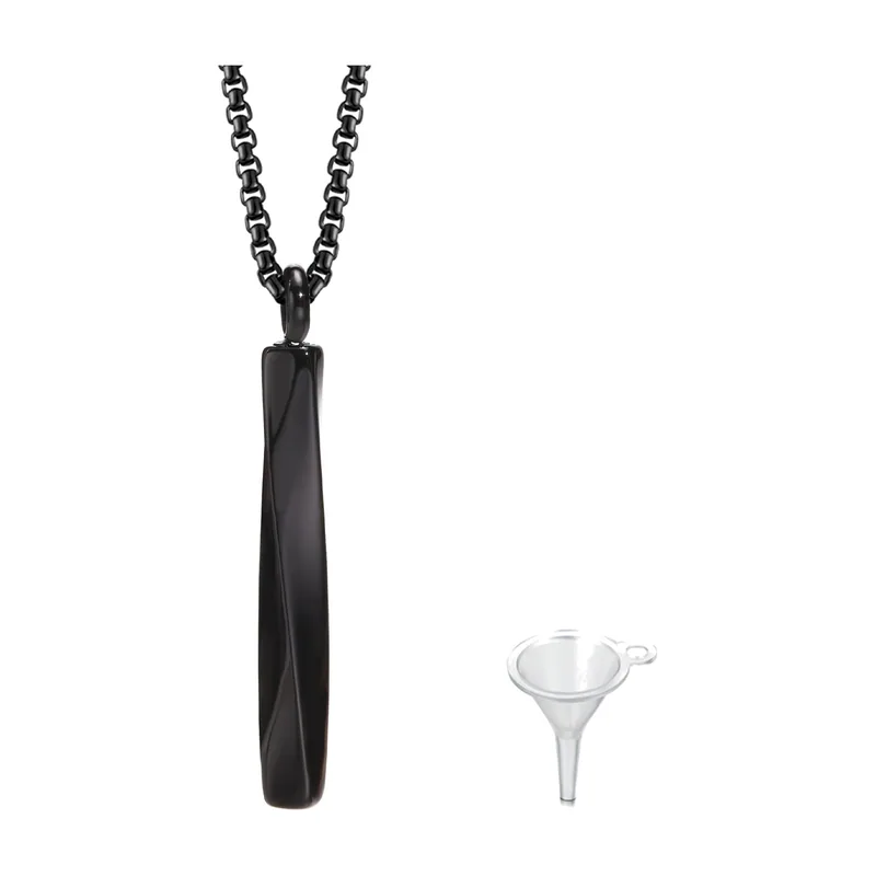 Collana con Pendente Urna Mobius Bar, Acciaio Inossidabile