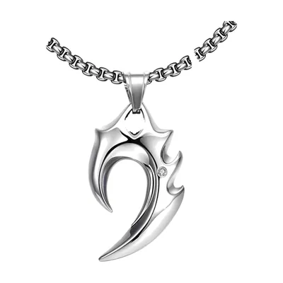 Wolfszahn Anhänger mit Zirkonia und Kette, Edelstahl