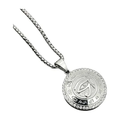 Horusauge Anhänger mit Zirkonia und Boxkette, Edelstahl