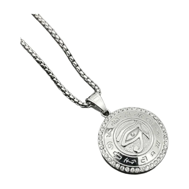 Horusauge Anhänger mit Zirkonia und Boxkette, Edelstahl