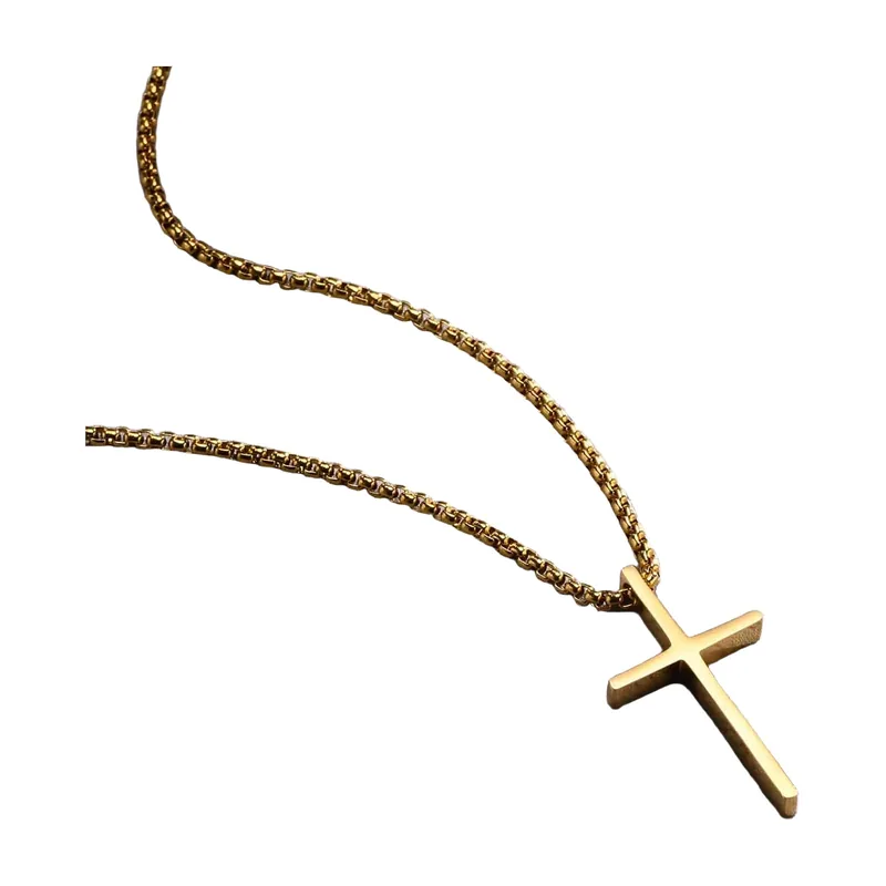 Kreuz-Anhänger mit Boxkette, Edelstahl