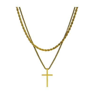Colgante de Cruz con Cadena para Hombre, Acero Inoxidable 316L