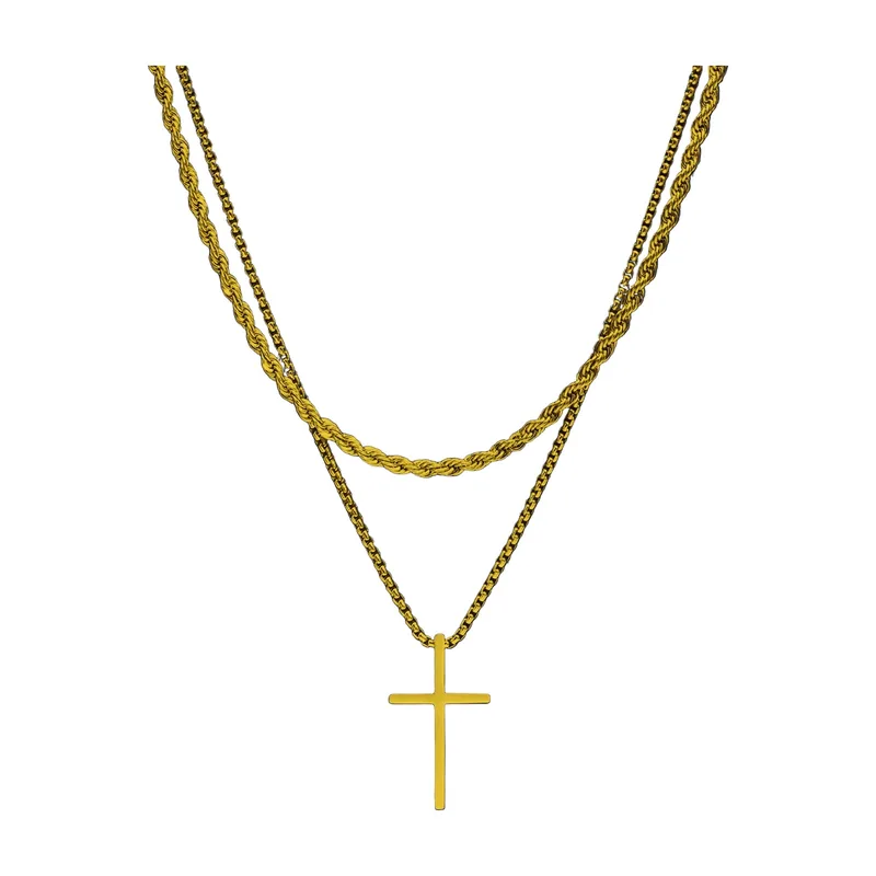 Cross Pendant Necklace with Chain, 316L Stainless Steel