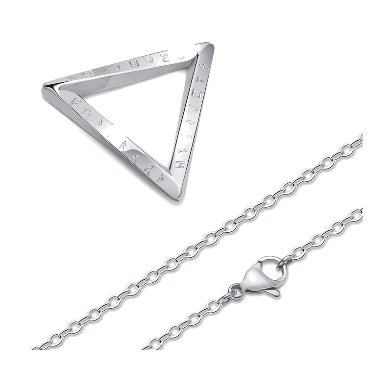 Valknut Dreieck Anhänger mit Kette, 316L Edelstahl