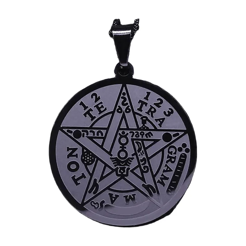 Tetragrammaton Pentagramm Anhänger mit Panzerkette, Edelstahl