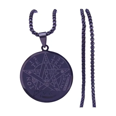 Collier Pentagramme et Tétragrammaton avec Chaîne, Acier Inoxydable