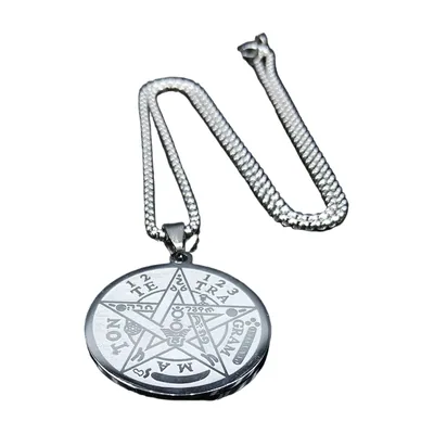 Tetragrammaton Pentagramm Anhänger mit Panzerkette, Edelstahl