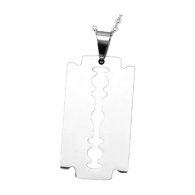 Razor Blade Pendant Necklace, 316L Stainless Steel