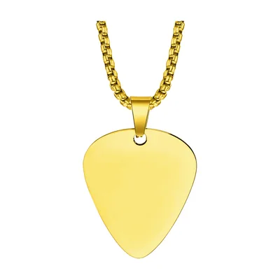 Gitarren-Plektrum Anhänger mit Kette, 316L Edelstahl