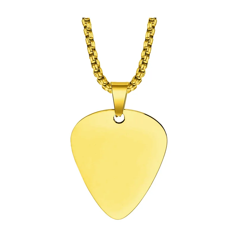 Collana con Pendente a Plettro per Chitarra, Acciaio Inossidabile 316L