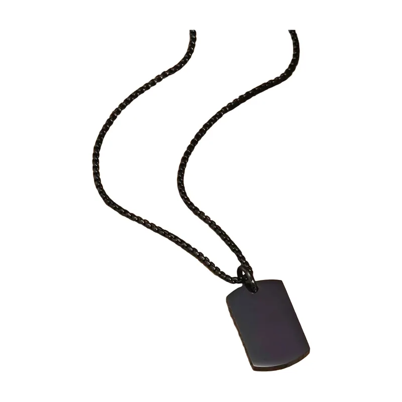 Colgante Dog Tag con Cadena de Bolas, Acero Inoxidable