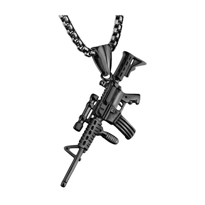 Gewehr Anhänger mit Panjerkette, Edelstahl