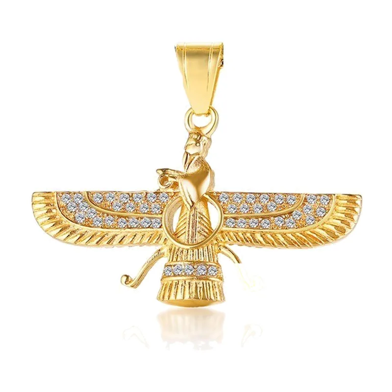 Farvahar Symbol Anhänger mit Zirkonia, Edelstahl