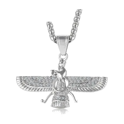 Farvahar Symbol Anhänger mit Zirkonia, Edelstahl