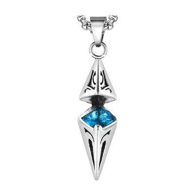 Geometrischer Anhänger mit blauem Stein, Edelstahl