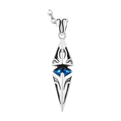 Geometrischer Anhänger mit blauem Stein, Edelstahl