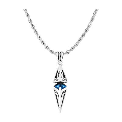 Geometrischer Anhänger mit blauem Stein, Edelstahl