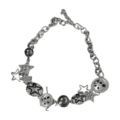 Collana con Pendente Stella Geometrica e Zirconia, Acciaio Inossidabile
