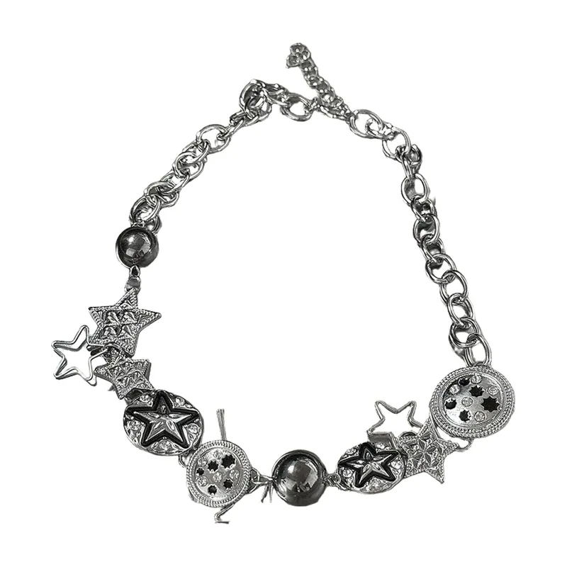 Colgante de Estrella Geométrica con Circonitas, Acero Inoxidable