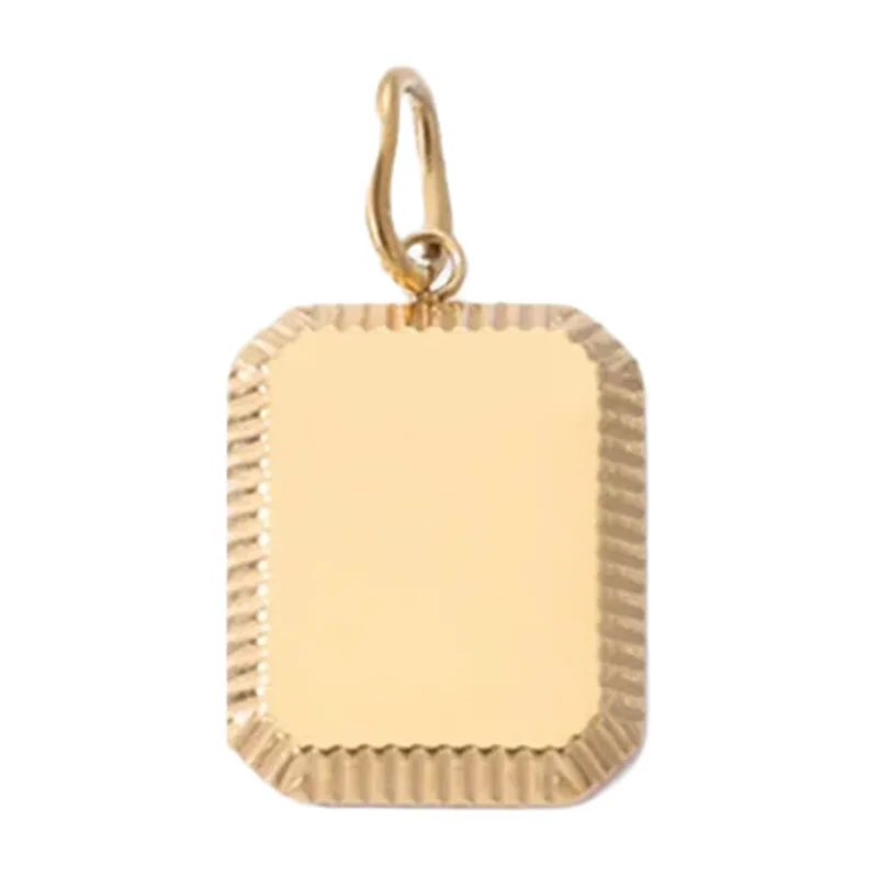 Quadratischer Anhänger mit Gliederkette, Edelstahl