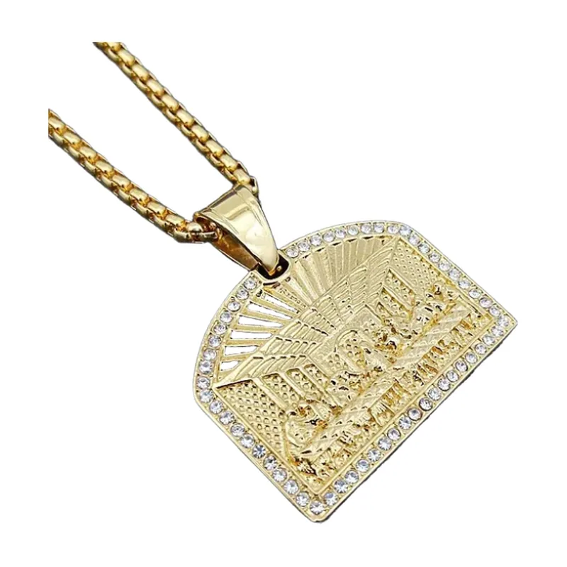Collana con Pendente L'Ultima Cena e Zirconia, Acciaio Inossidabile