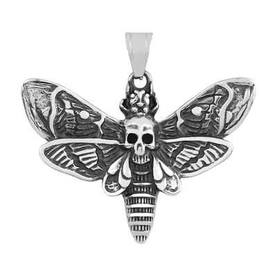 Totenkopf-Schmetterling Anhänger mit Kette, Edelstahl