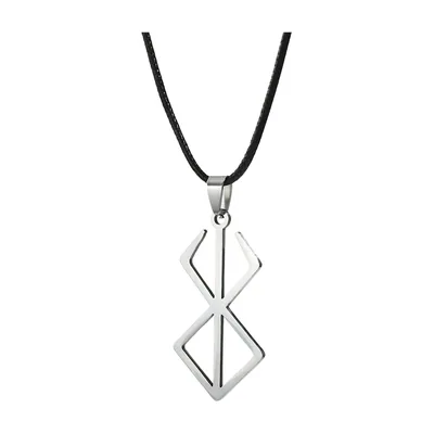 Viking Sword Symbol Pendant with Black Cord, Stainless Steel