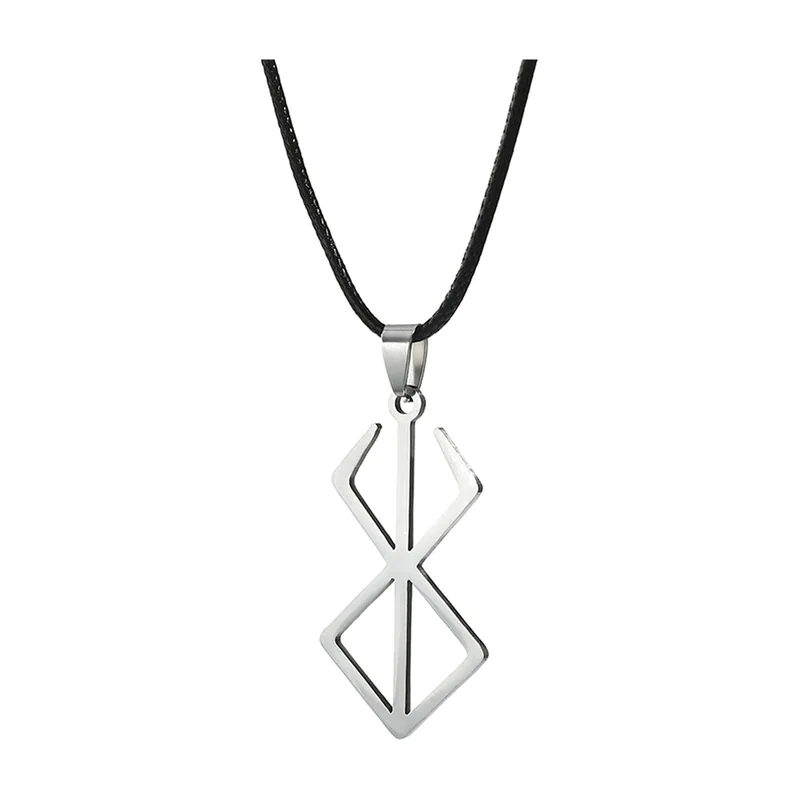 Pendentif Épée Viking avec Cordon Noir, Acier Inoxydable
