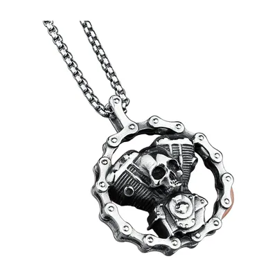 Totenkopf-Motor Anhänger mit Panzerkette, Edelstahl