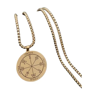 Vegvisir Nordischer Kompass Anhänger mit Boxkette, Edelstahl
