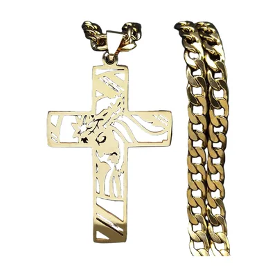 Colgante de Cruz con Corona de Espinas y Cadena, Acero Inoxidable