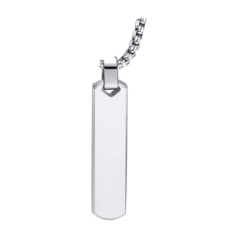 Rectangle Bar Pendant Necklace, Stainless Steel
