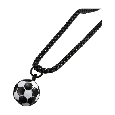 3D Fußball Anhänger mit Kette, Edelstahl